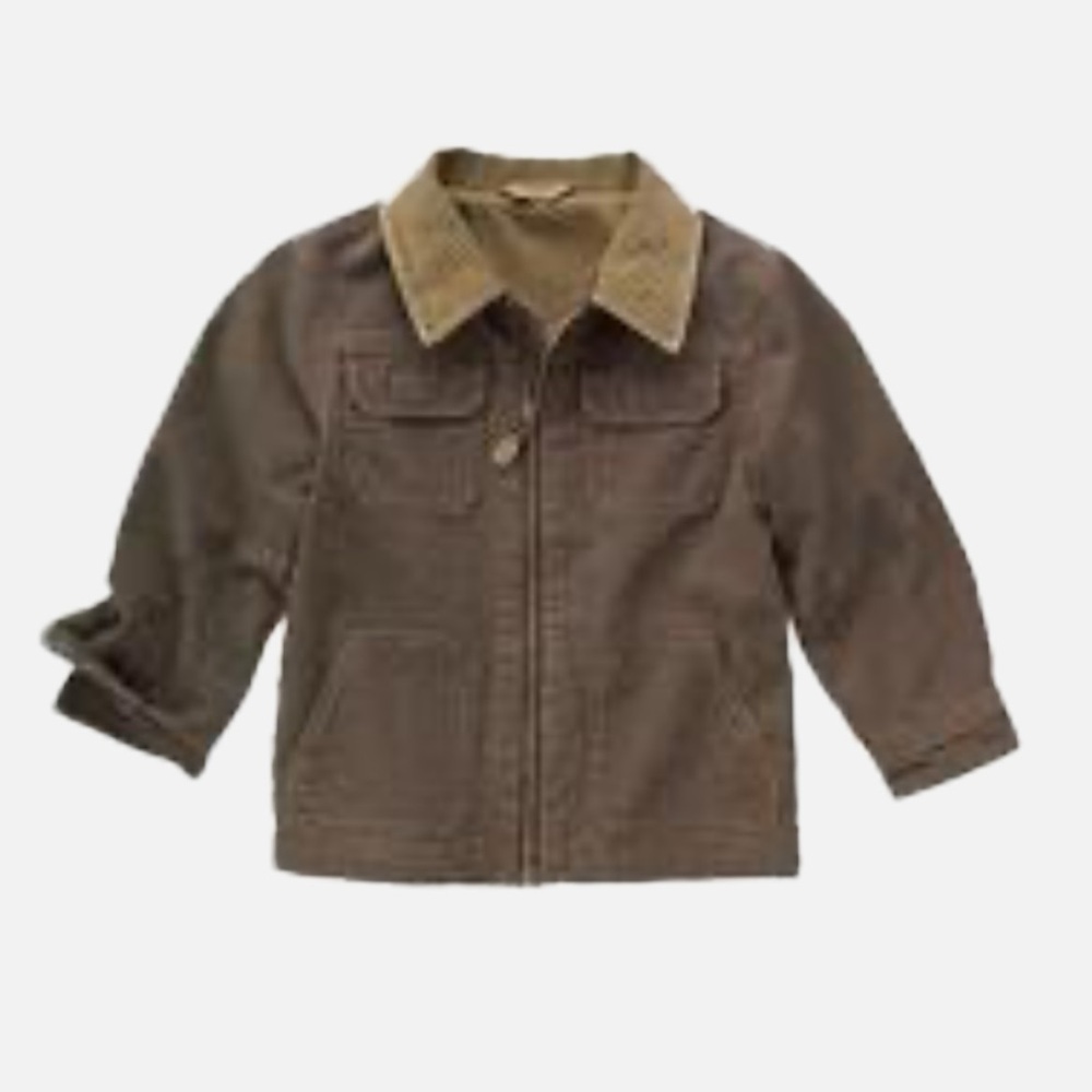 Gymboree Rugged Fully Lined Barn Coat with Corduroy Collar Pockets Brown and Tan